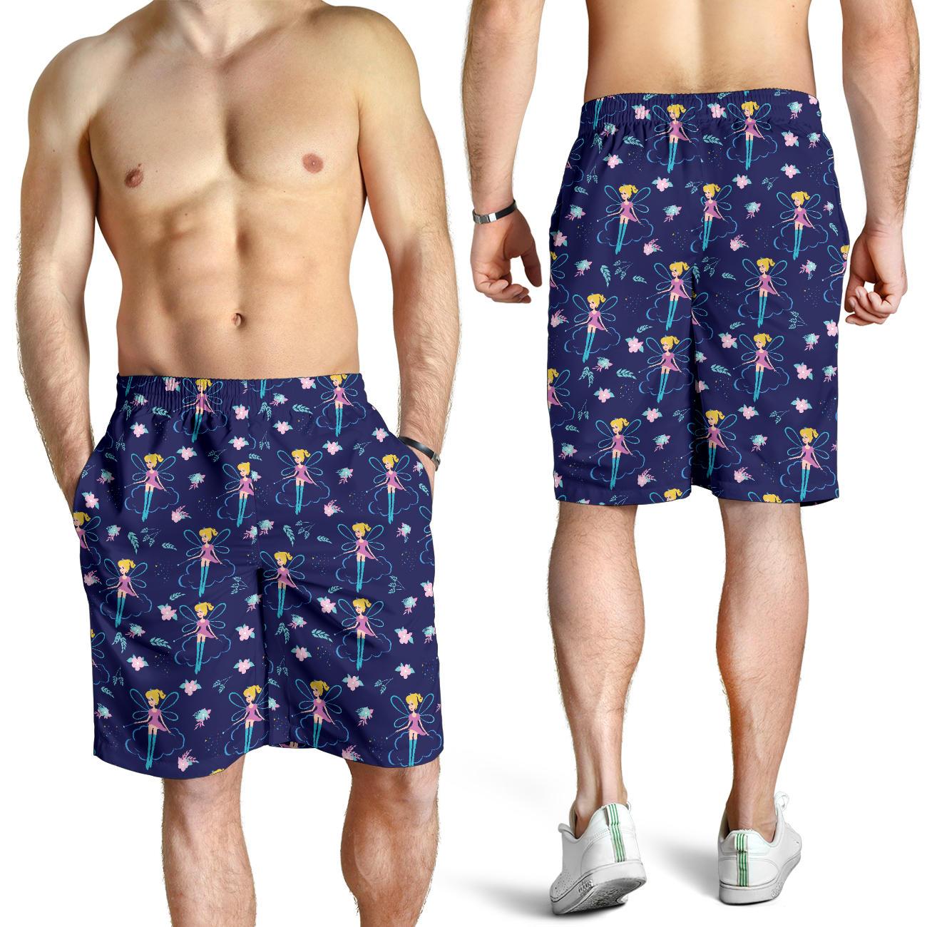 Fairy Cartoon Style Print Pattern Mens Shorts-JTAMIGO.COM