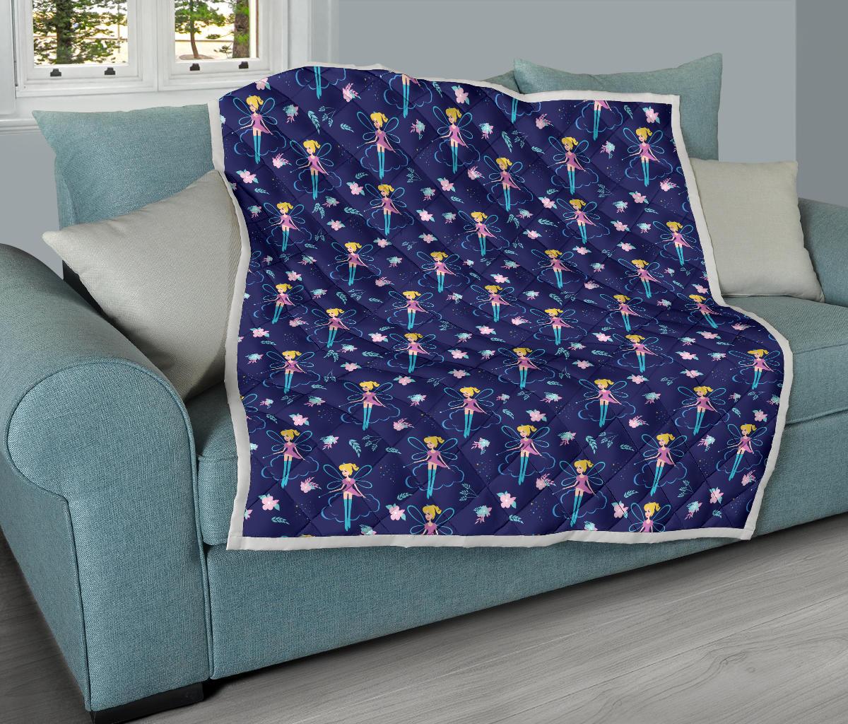 Fairy Cartoon Style Print Pattern Premium Quilt-JTAMIGO.COM