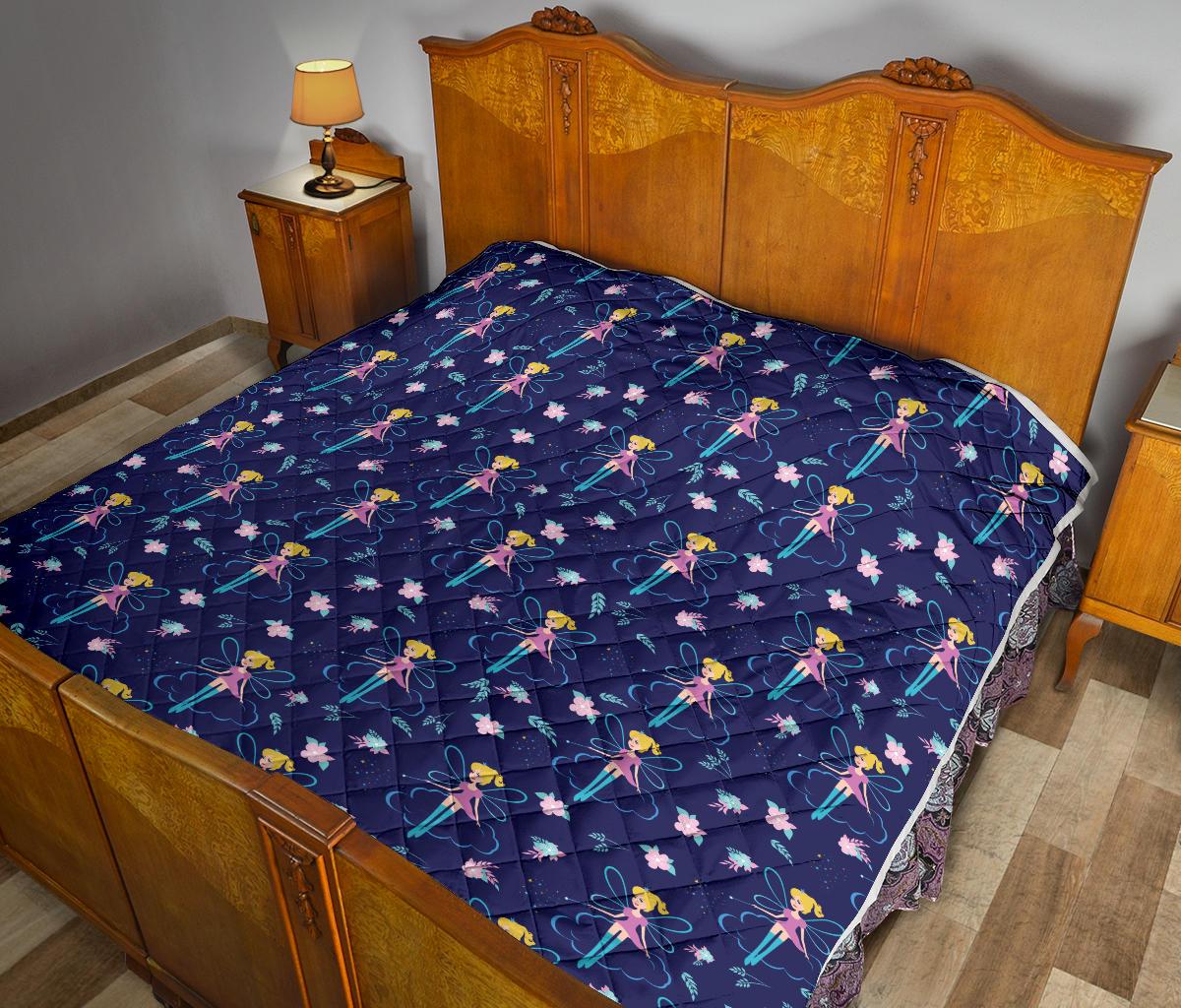 Fairy Cartoon Style Print Pattern Premium Quilt-JTAMIGO.COM