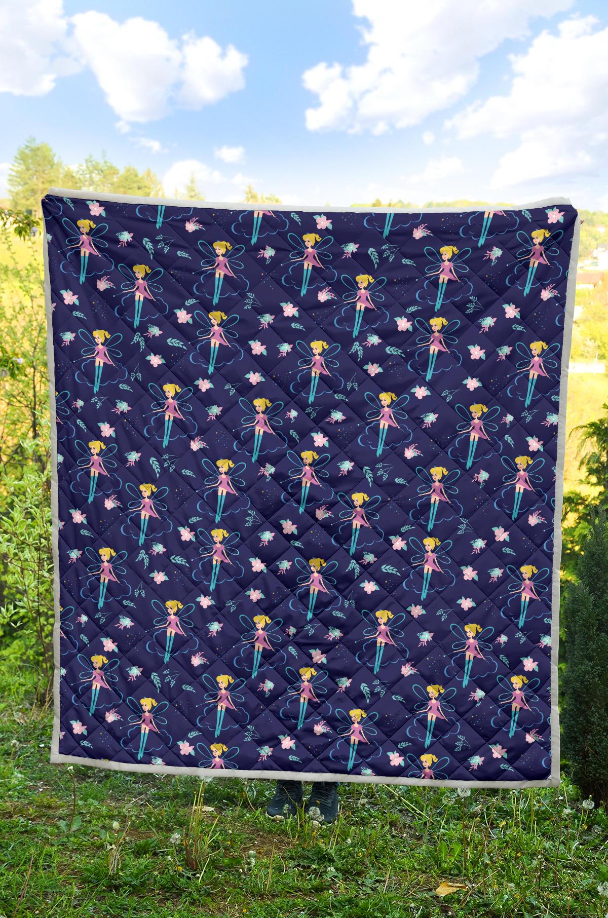 Fairy Cartoon Style Print Pattern Premium Quilt-JTAMIGO.COM