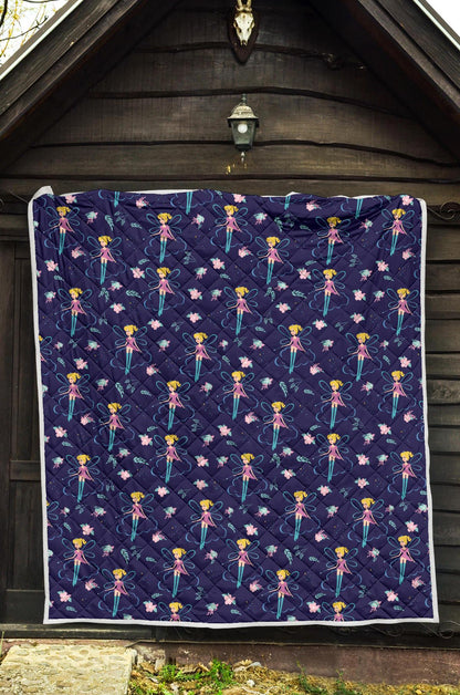 Fairy Cartoon Style Print Pattern Premium Quilt-JTAMIGO.COM