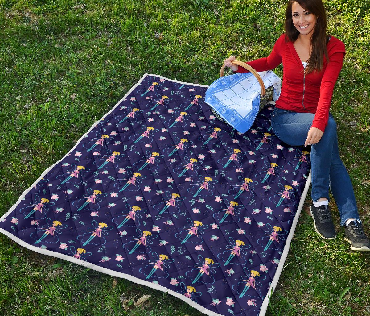 Fairy Cartoon Style Print Pattern Premium Quilt-JTAMIGO.COM