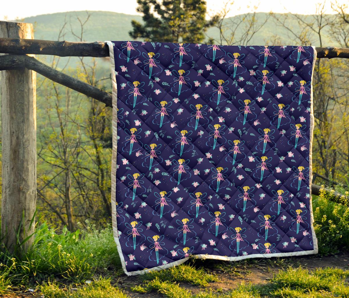 Fairy Cartoon Style Print Pattern Premium Quilt-JTAMIGO.COM