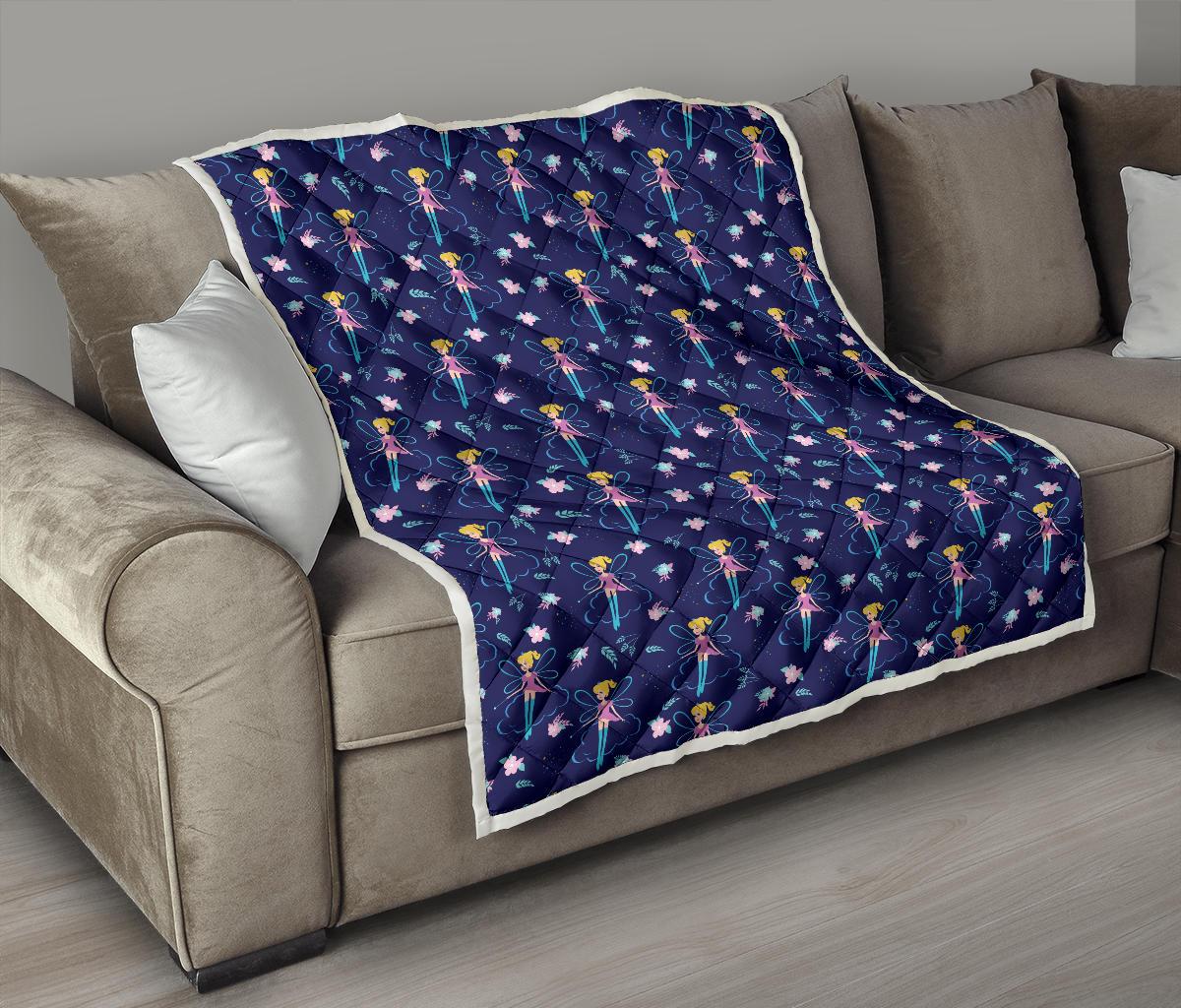 Fairy Cartoon Style Print Pattern Premium Quilt-JTAMIGO.COM
