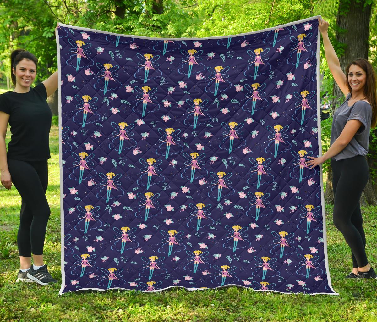 Fairy Cartoon Style Print Pattern Premium Quilt-JTAMIGO.COM