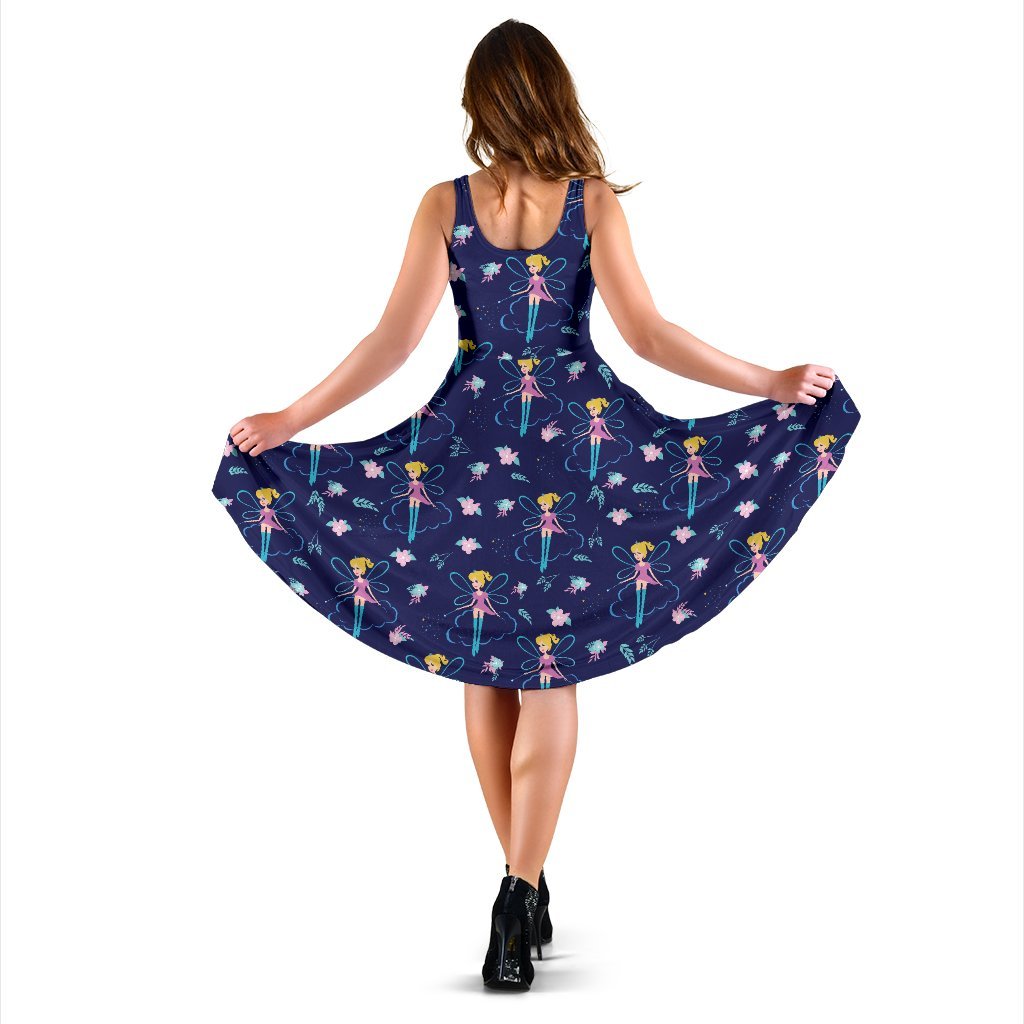 Fairy Cartoon Style Print Pattern Sleeveless Dress