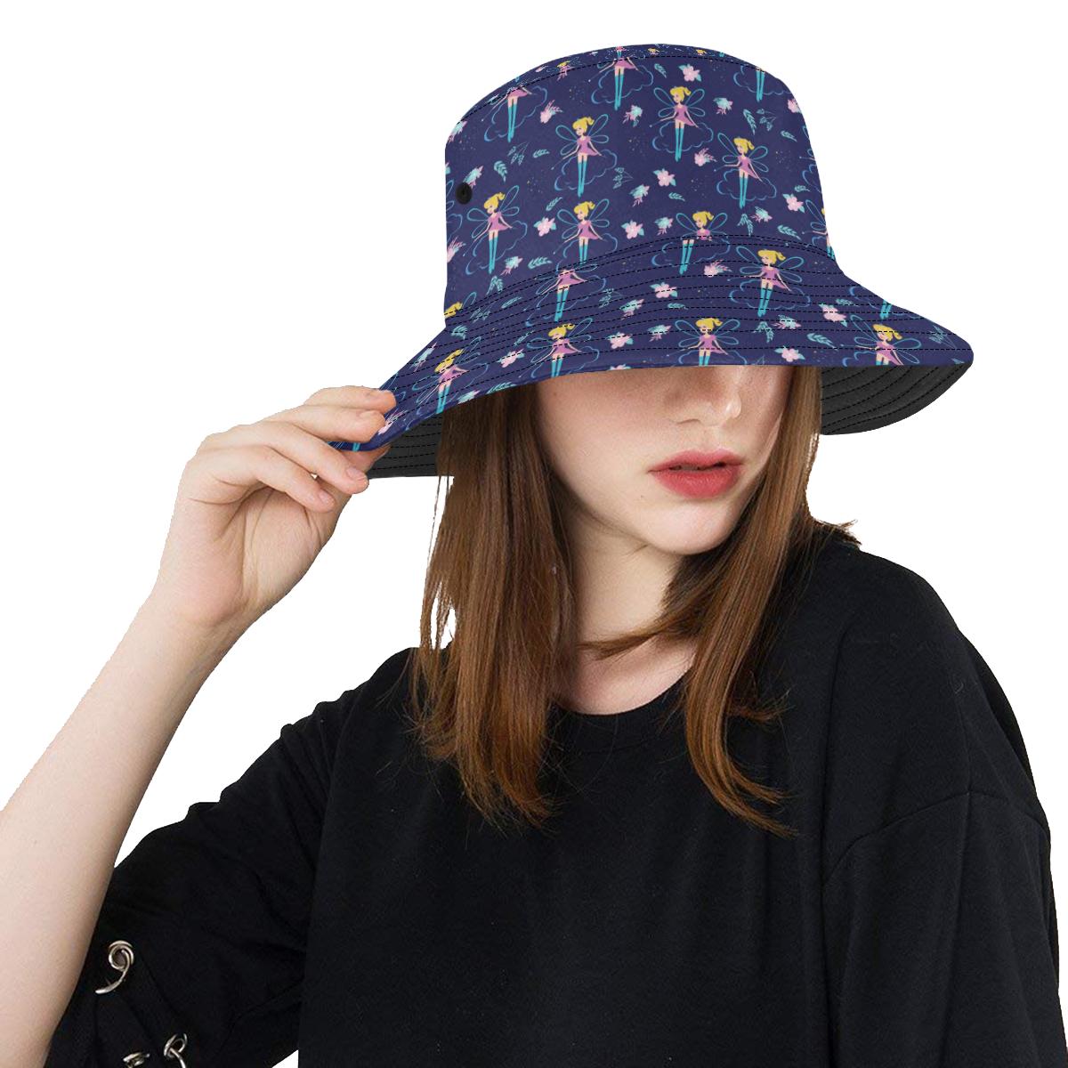 Fairy Cartoon Style Print Pattern Unisex Bucket Hat
