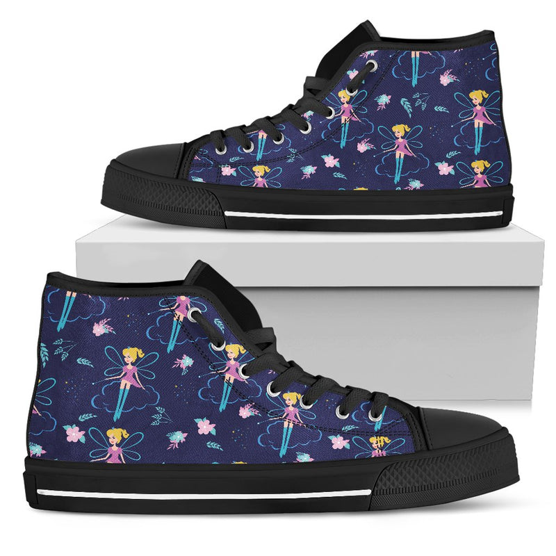 Fairy Cartoon Style Print Pattern Women High Top Shoes