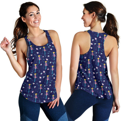 Fairy Cartoon Style Print Pattern Women Racerback Tank Top