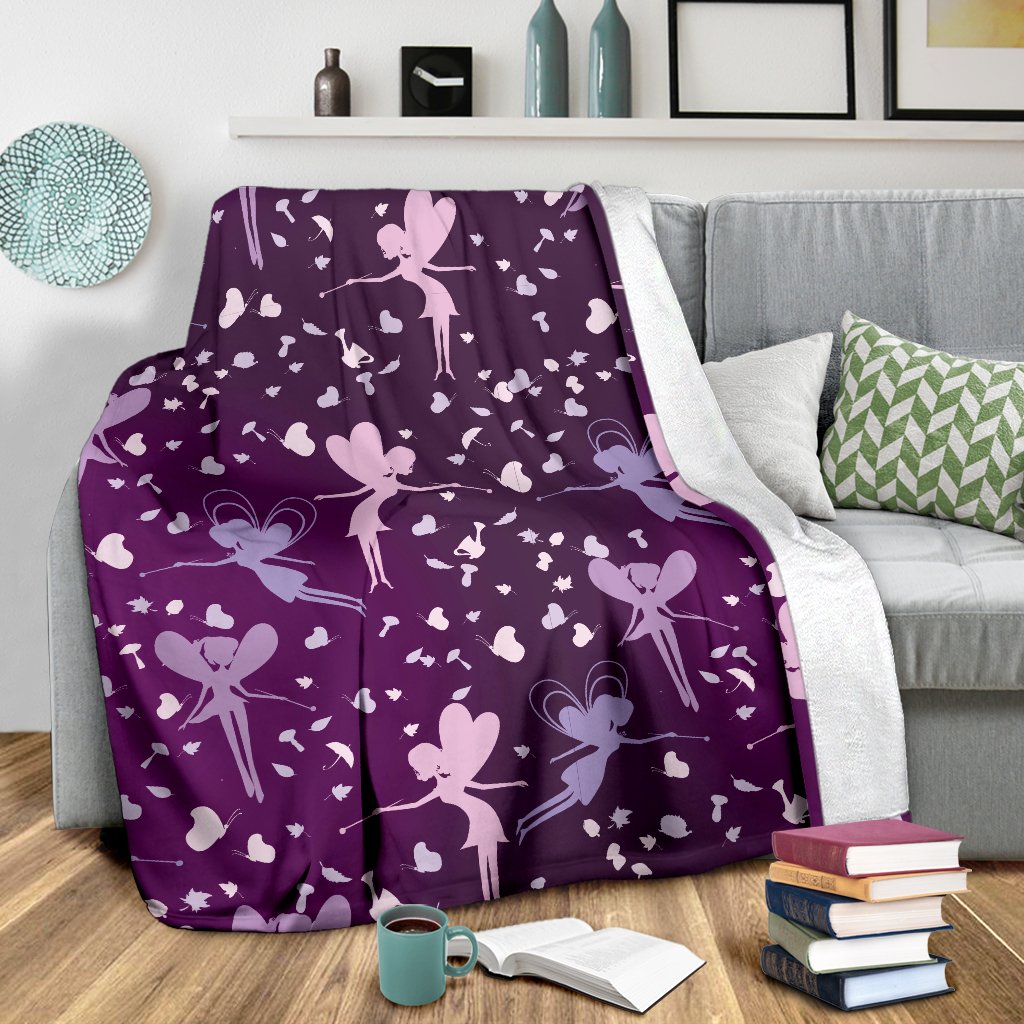 Fairy Pink Print Pattern Fleece Blanket