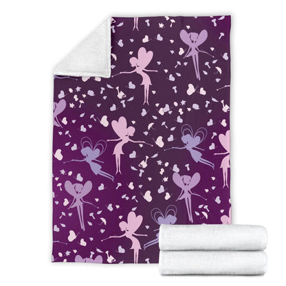 Fairy Pink Print Pattern Fleece Blanket