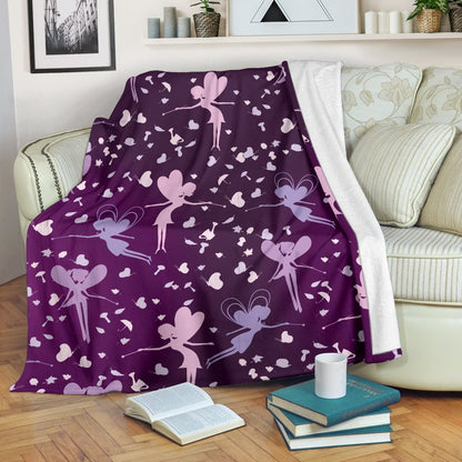 Fairy Pink Print Pattern Fleece Blanket
