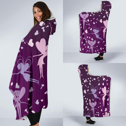 Fairy Pink Print Pattern Hooded Blanket-JTAMIGO.COM