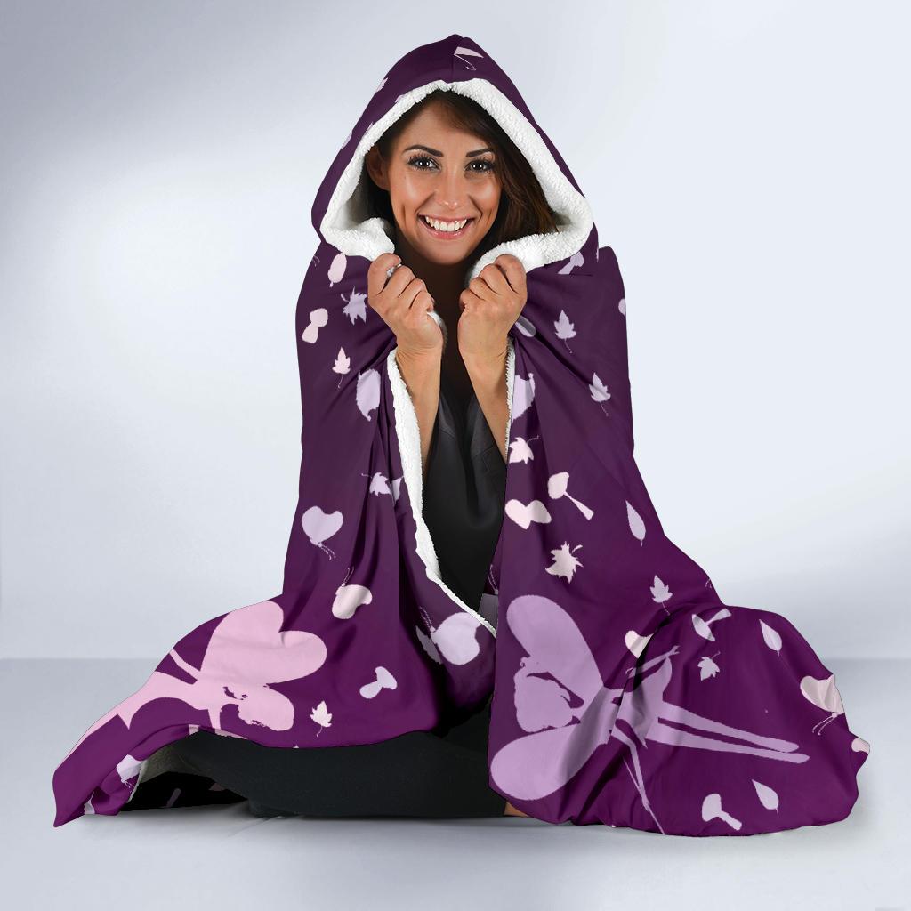 Fairy Pink Print Pattern Hooded Blanket-JTAMIGO.COM
