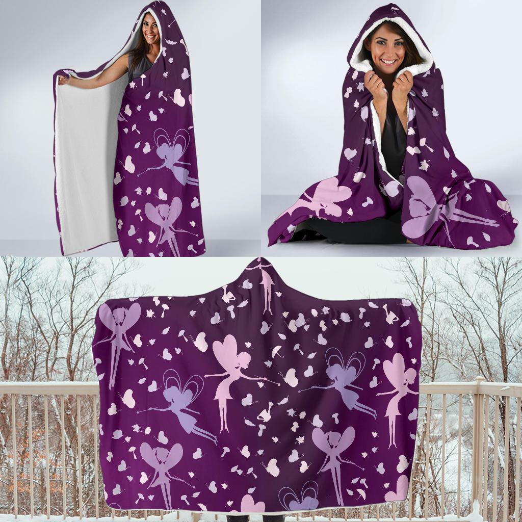 Fairy Pink Print Pattern Hooded Blanket-JTAMIGO.COM