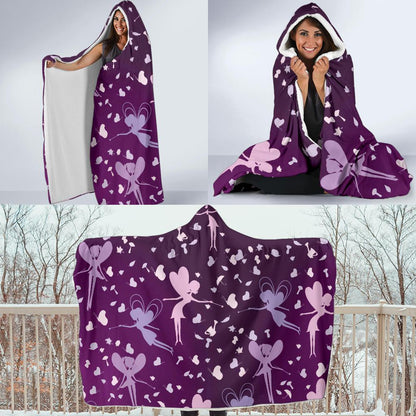 Fairy Pink Print Pattern Hooded Blanket-JTAMIGO.COM