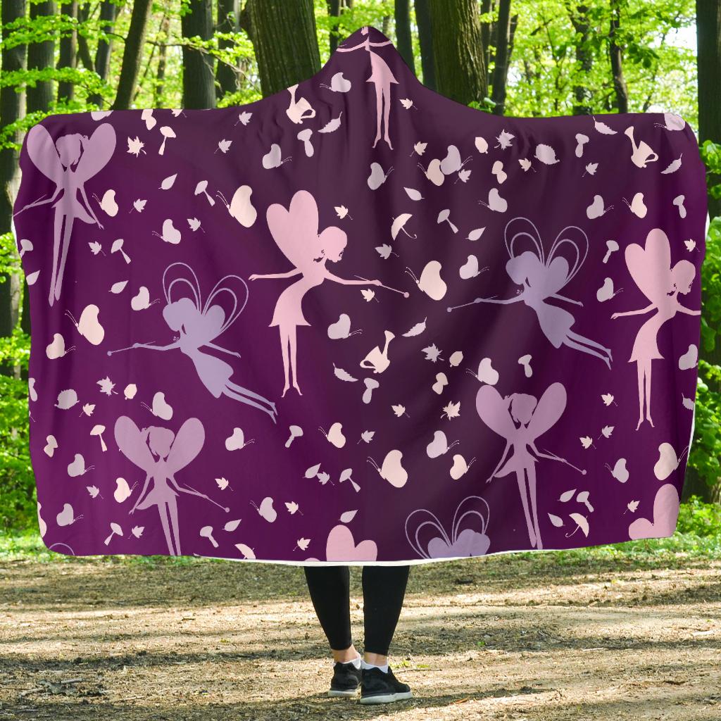 Fairy Pink Print Pattern Hooded Blanket-JTAMIGO.COM