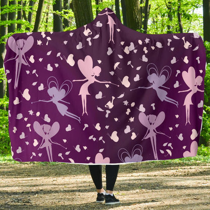 Fairy Pink Print Pattern Hooded Blanket-JTAMIGO.COM