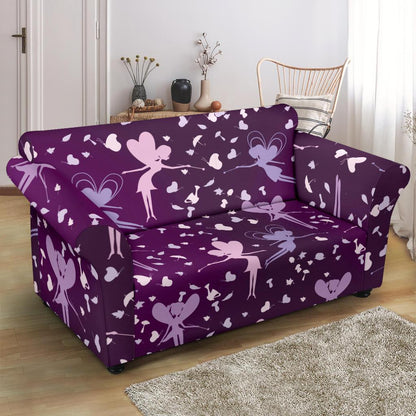 Fairy Pink Print Pattern Loveseat Slipcover-JTAMIGO.COM