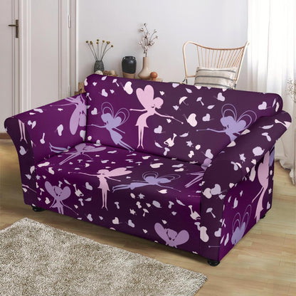 Fairy Pink Print Pattern Loveseat Slipcover-JTAMIGO.COM