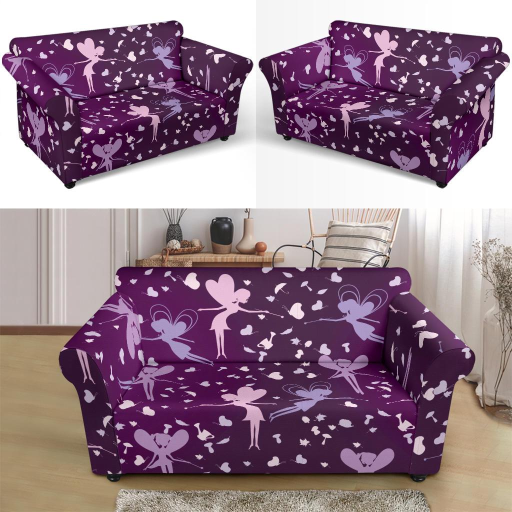 Fairy Pink Print Pattern Loveseat Slipcover-JTAMIGO.COM