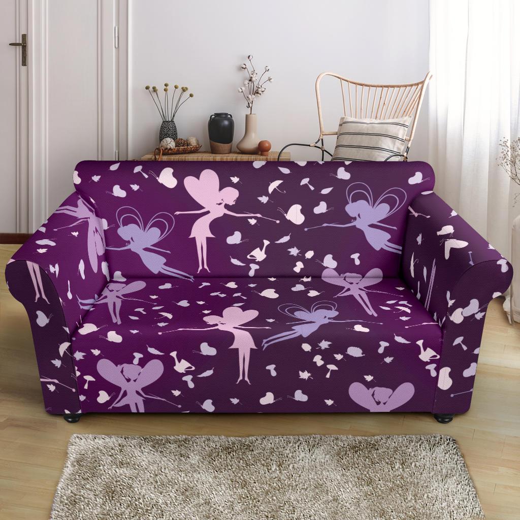 Fairy Pink Print Pattern Loveseat Slipcover-JTAMIGO.COM