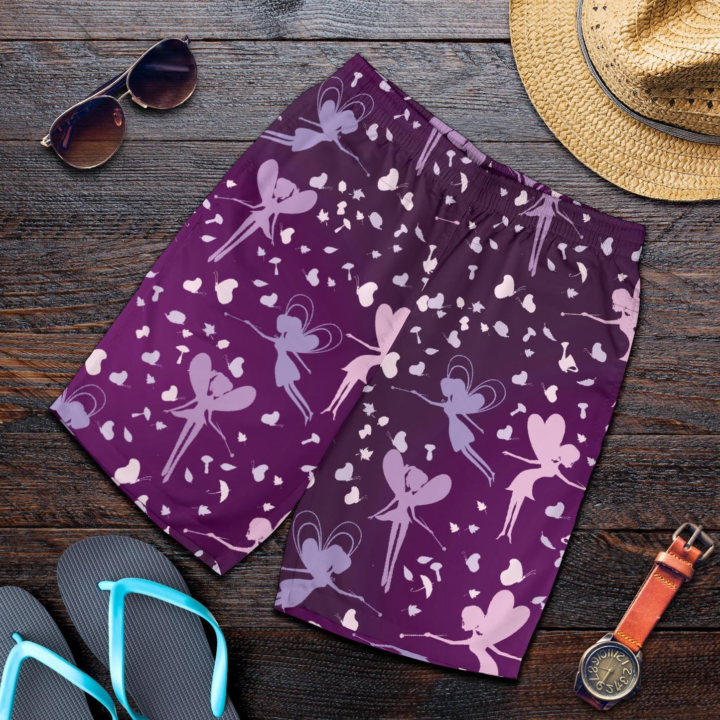 Fairy Pink Print Pattern Mens Shorts-JTAMIGO.COM