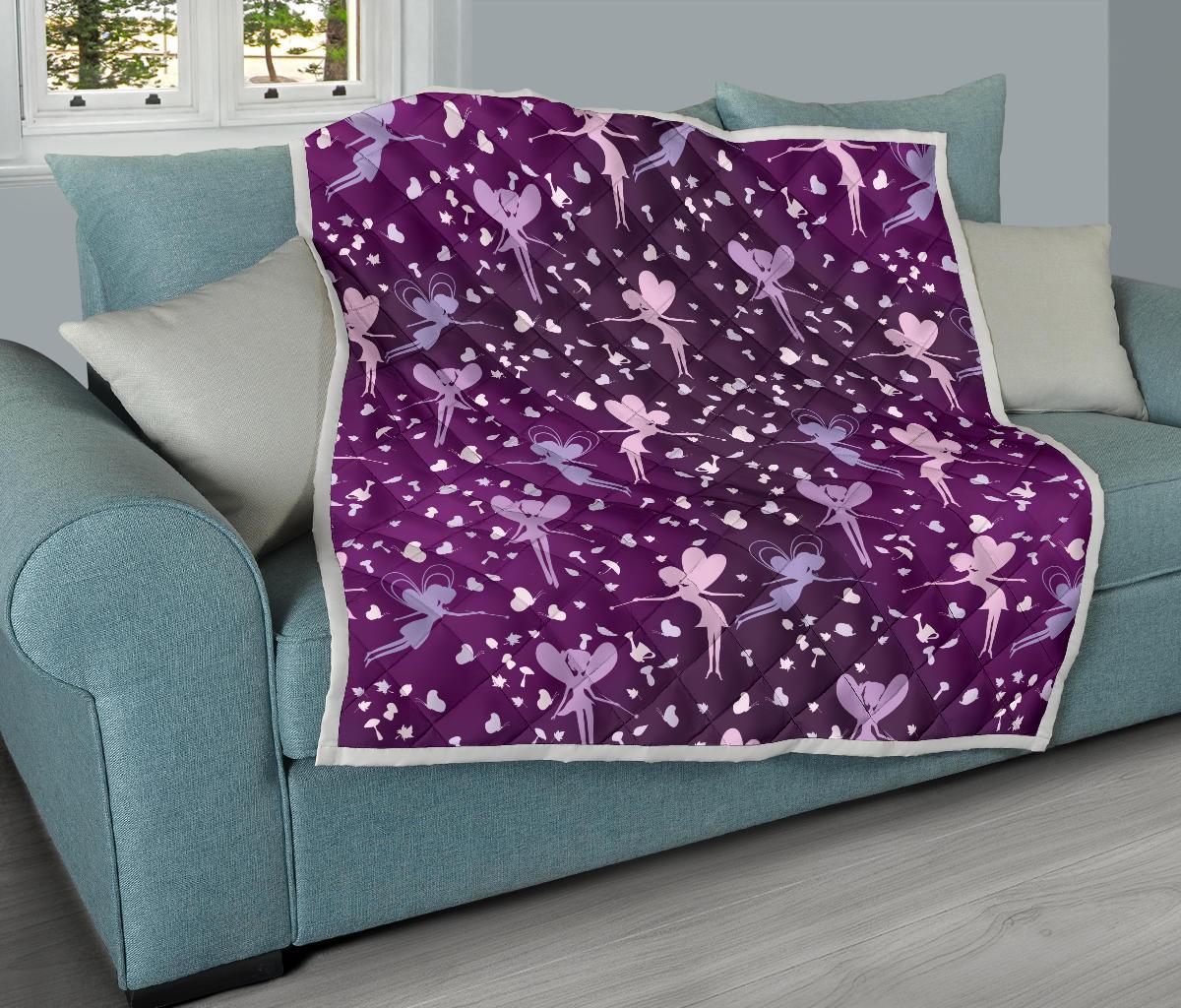 Fairy Pink Print Pattern Premium Quilt-JTAMIGO.COM