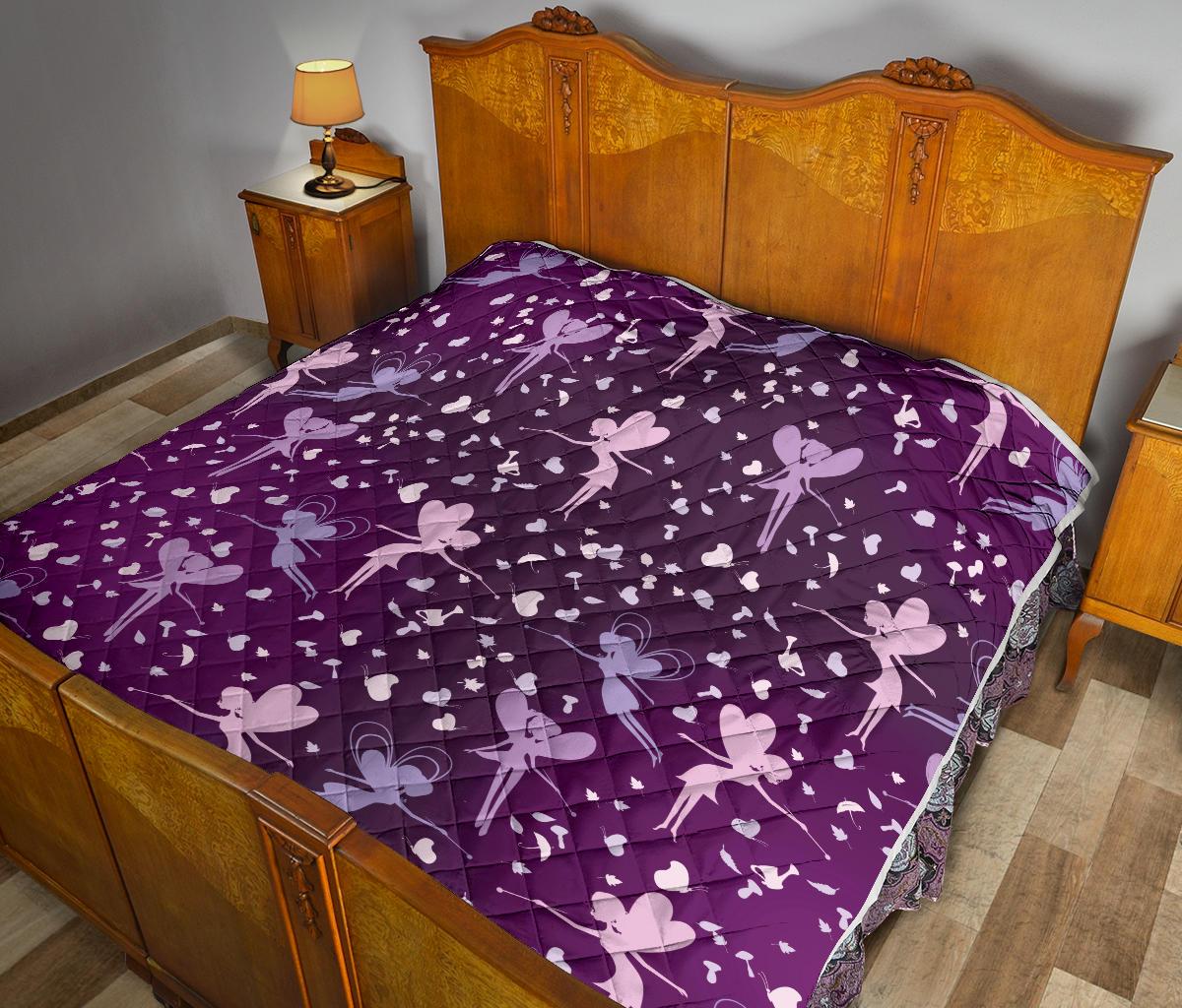 Fairy Pink Print Pattern Premium Quilt-JTAMIGO.COM