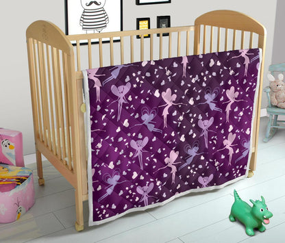 Fairy Pink Print Pattern Premium Quilt-JTAMIGO.COM