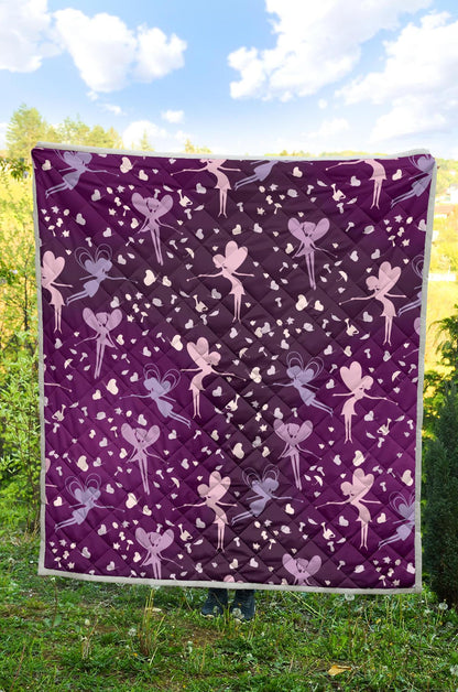 Fairy Pink Print Pattern Premium Quilt-JTAMIGO.COM