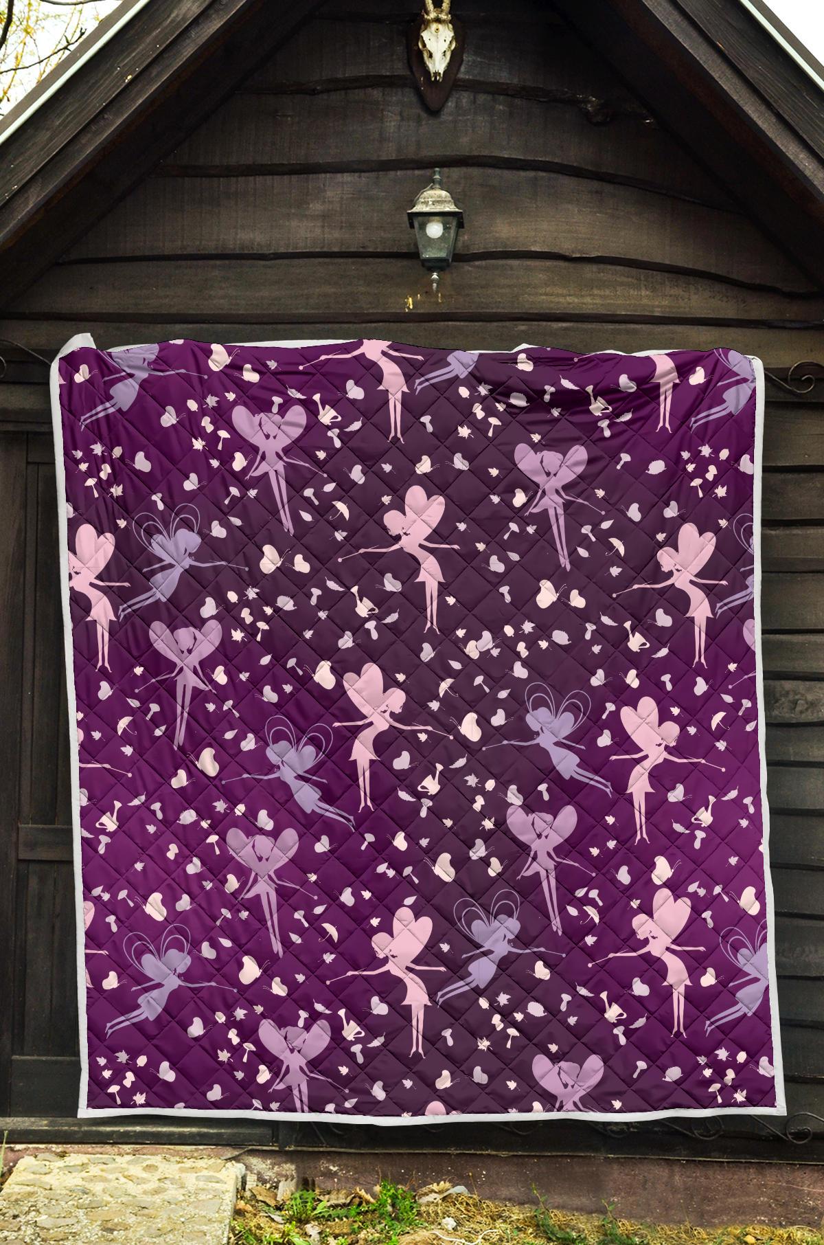 Fairy Pink Print Pattern Premium Quilt-JTAMIGO.COM
