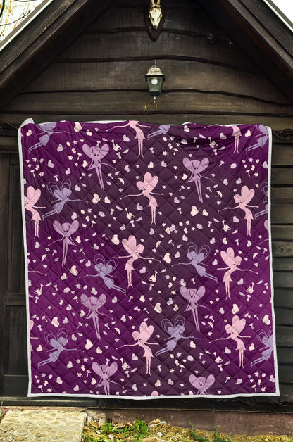 Fairy Pink Print Pattern Premium Quilt-JTAMIGO.COM
