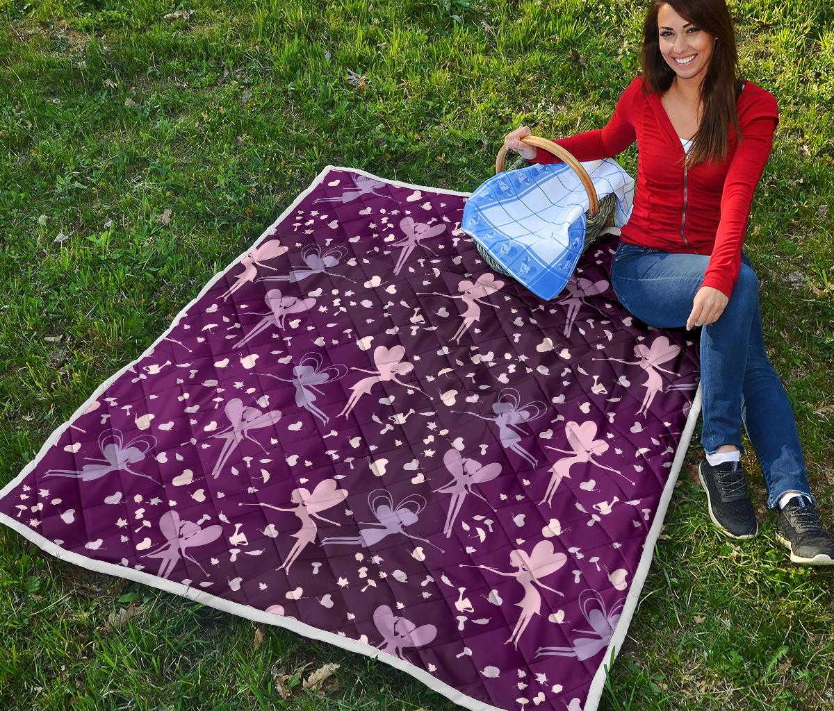 Fairy Pink Print Pattern Premium Quilt-JTAMIGO.COM