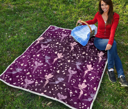 Fairy Pink Print Pattern Premium Quilt-JTAMIGO.COM