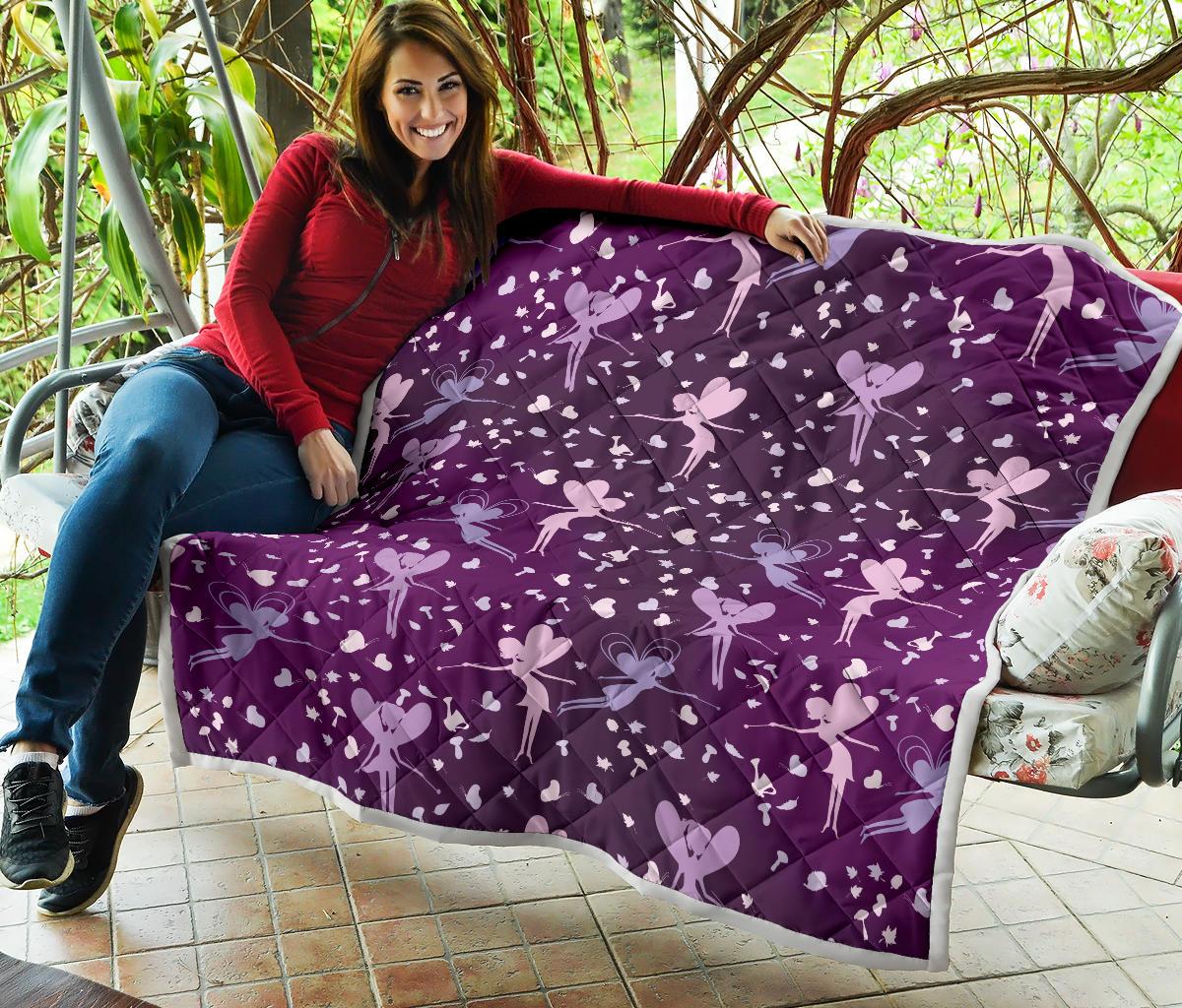 Fairy Pink Print Pattern Premium Quilt-JTAMIGO.COM