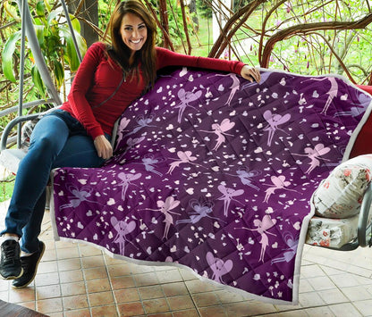 Fairy Pink Print Pattern Premium Quilt-JTAMIGO.COM