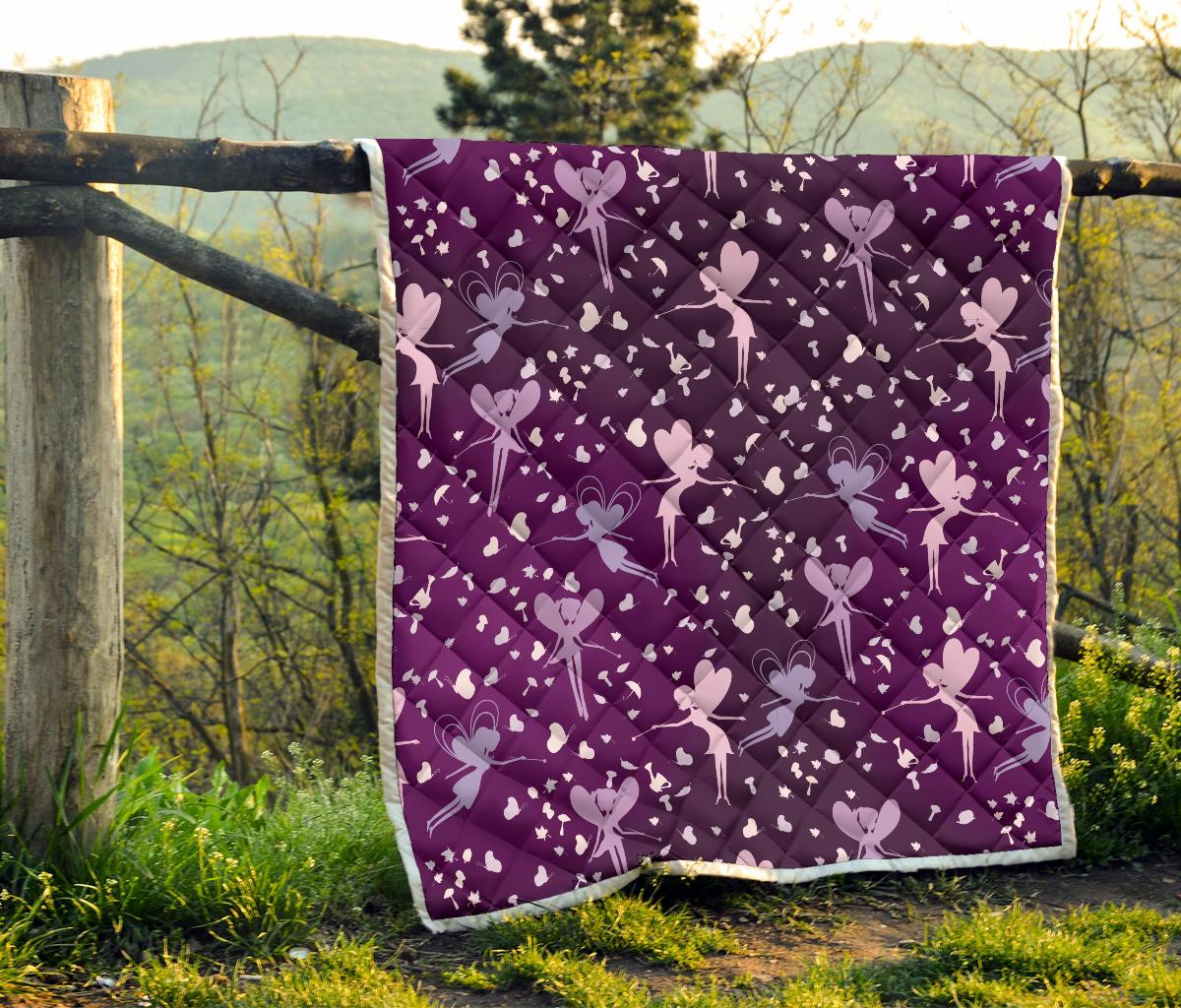 Fairy Pink Print Pattern Premium Quilt-JTAMIGO.COM