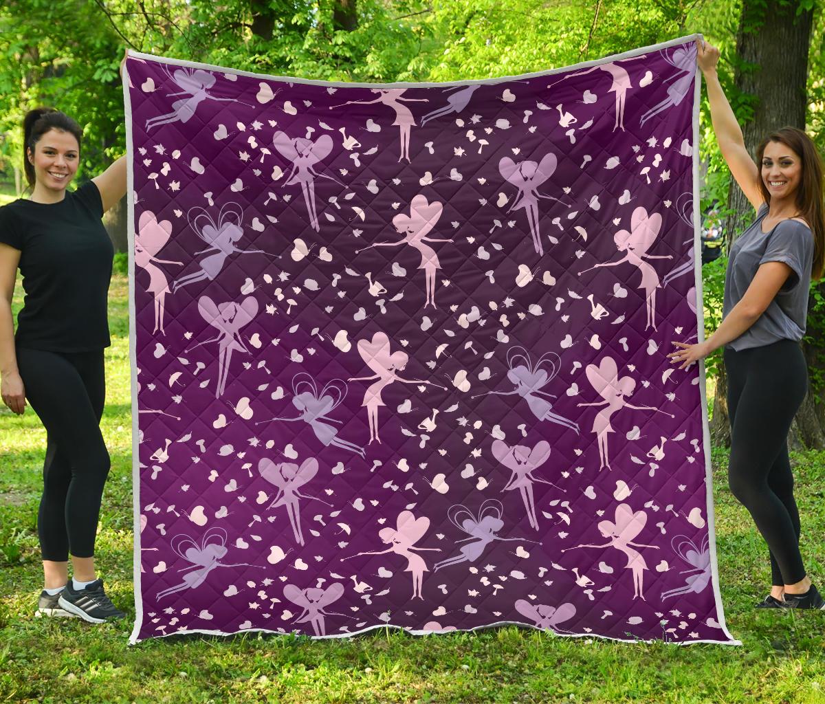 Fairy Pink Print Pattern Premium Quilt-JTAMIGO.COM