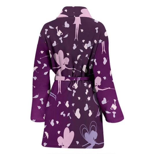 Fairy Pink Print Pattern Women Bath Robe-JTAMIGO.COM