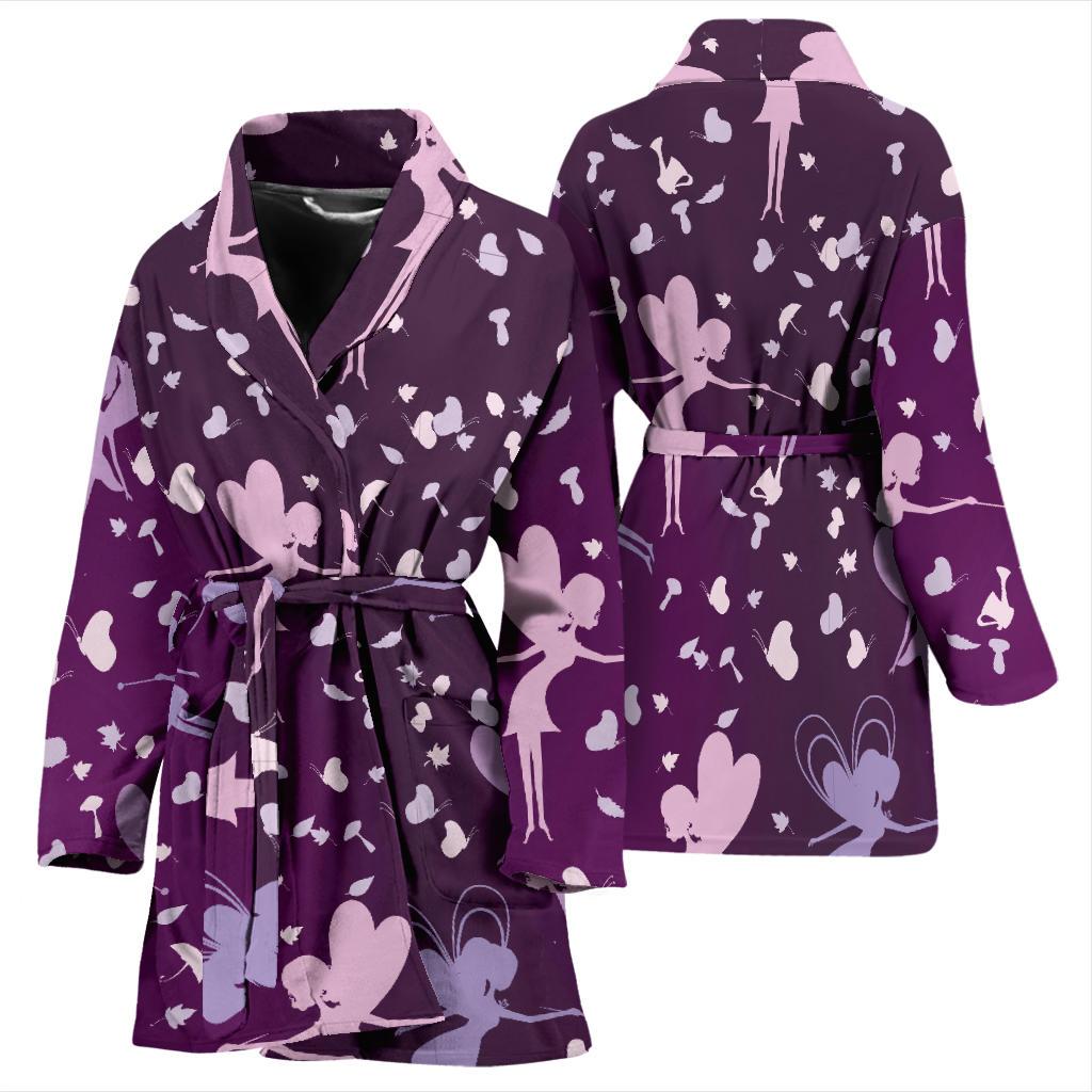 Fairy Pink Print Pattern Women Bath Robe-JTAMIGO.COM
