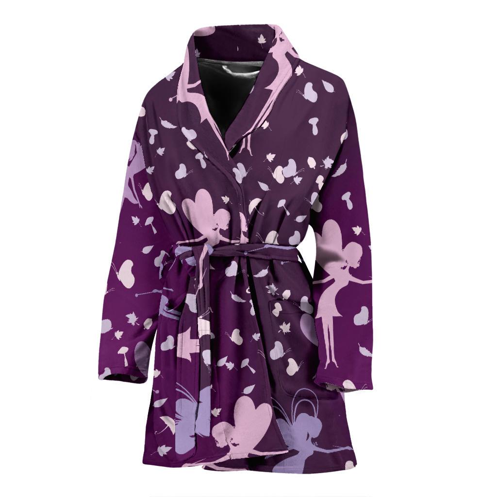 Fairy Pink Print Pattern Women Bath Robe-JTAMIGO.COM