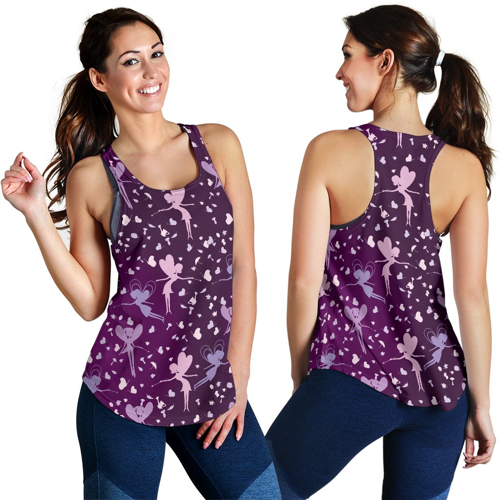 Fairy Pink Print Pattern Women Racerback Tank Top