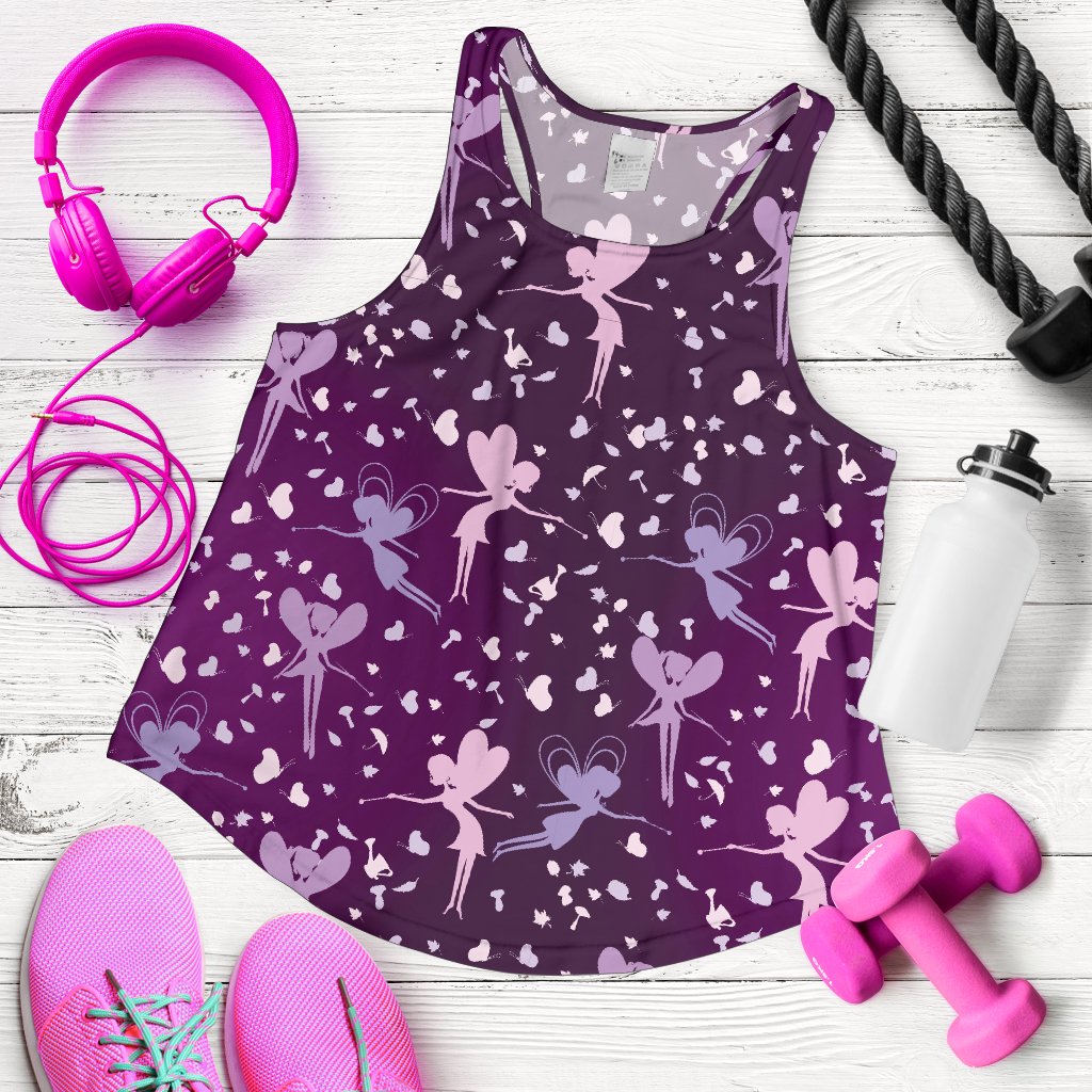 Fairy Pink Print Pattern Women Racerback Tank Top