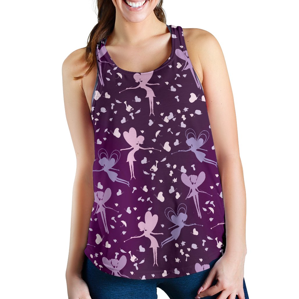 Fairy Pink Print Pattern Women Racerback Tank Top