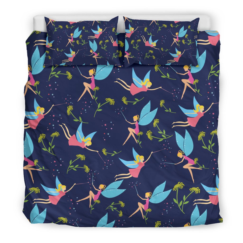 Fairy With Flower Print Pattern Duvet Cover Bedding Set