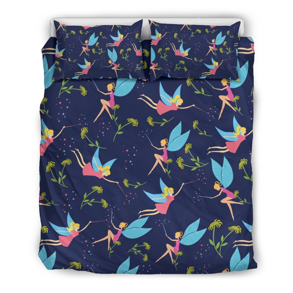 Fairy With Flower Print Pattern Duvet Cover Bedding Set