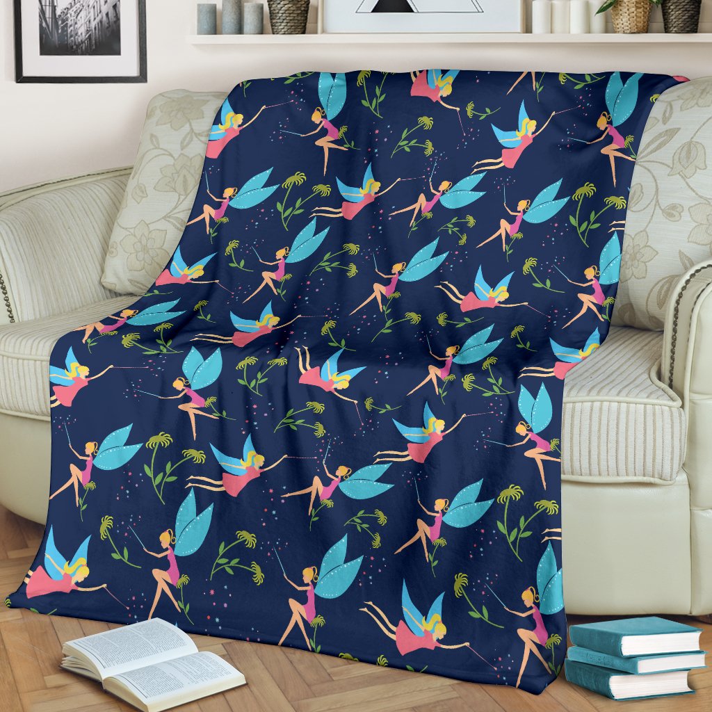 Fairy With Flower Print Pattern Fleece Blanket