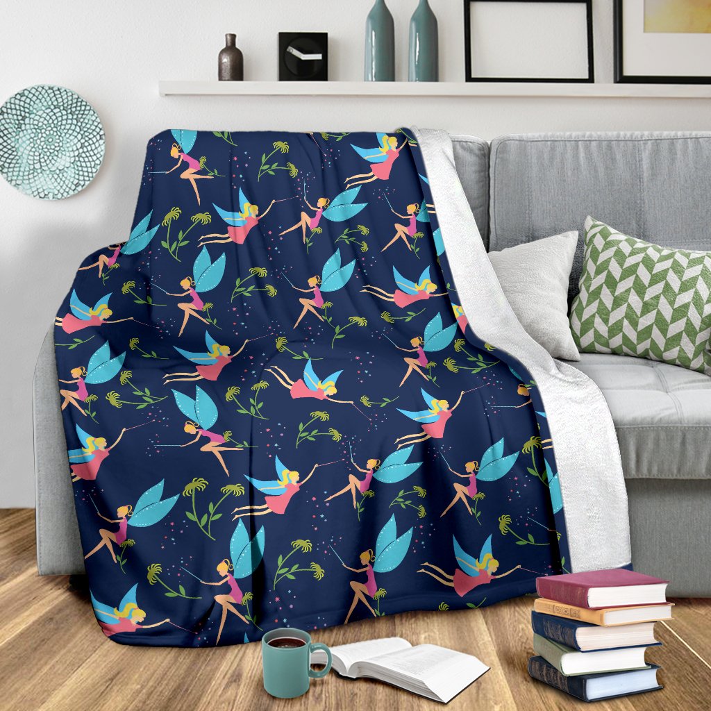 Fairy With Flower Print Pattern Fleece Blanket