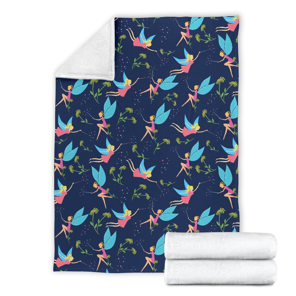 Fairy With Flower Print Pattern Fleece Blanket